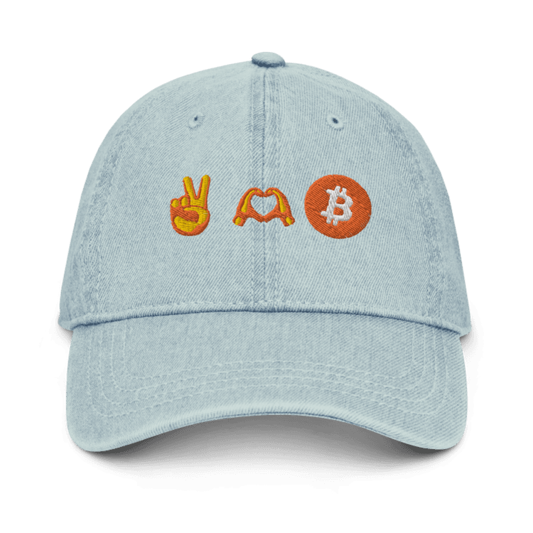 One style Peace, Love, Bitcoin - Denim