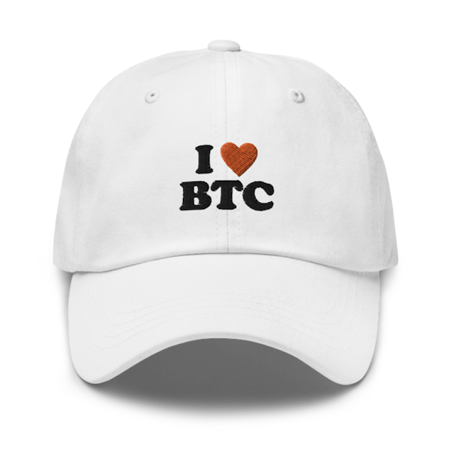 White I Heart BTC - Dad hat